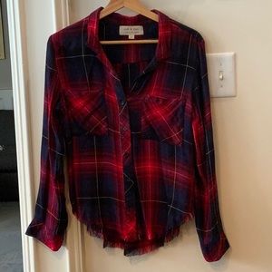 Fringed Plaid Cloth & Stone button up (S)